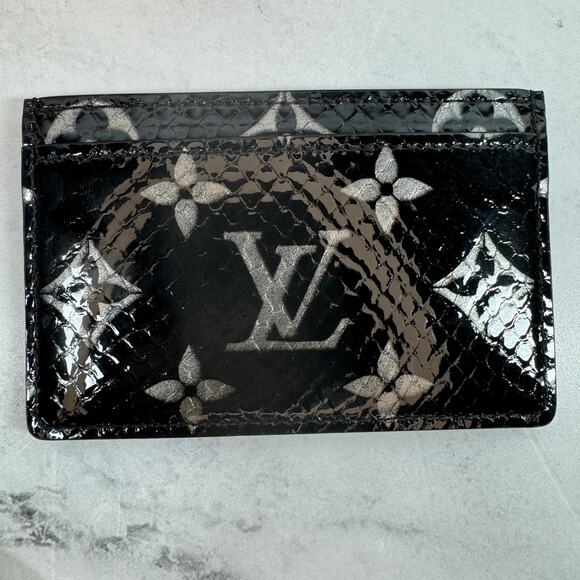 Louis Vuitton Python Cardholder Black/Silver Monogram exotic card case wallet LV - Picture 7 of 10
